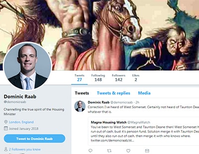 Fake News! - housing minister 'Dominic Raab' hits out on Twitter